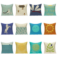 Marine style decoration cushions home decor Custom linen pillow cover cartoon horse pillow case  outdoor cushions Dropshipping