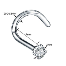 1PC Steel Crystal Gem Nose Bone Screw L Shape Nose Stud Piercings Screw Nazir Piercing Nostril Earring Piercings Jewelry 20G