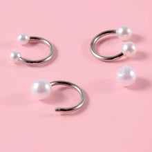 1pcs Stainless Steel Pearl Labret Lip Bar Ring Earrings Ear Tragus Cartilage Helix Lobe Piercing Horseshoe Ring Septum Nose Ring