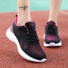 Women Mesh Running Sneaker Lace-up Fitness Sport Light Comfortable Breathable Black Walking Shoes Tenis Size 35-41