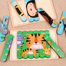 Baby Wooden Montessori Puzzle Child Game Wooden Puzzle 3D Cartoon Animal Puzzle Babies Toys Puzzles For Kids 1 2 3 Year Old