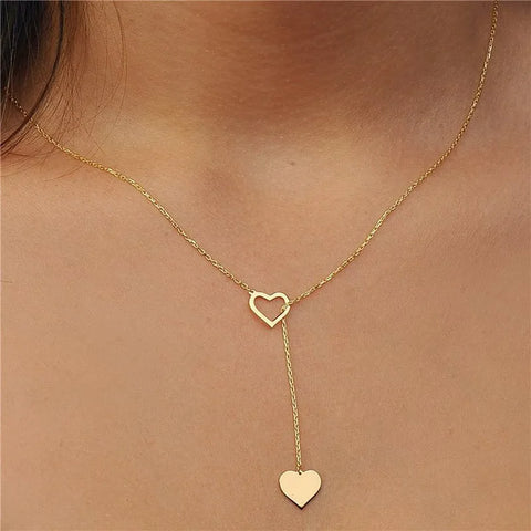 Women Stainless Steel Heart Pendant Chain Necklace Jewelry For Girl Teen Women Wife Girlfriend Gift Chain Necklaces Pendants