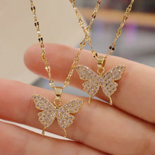 Korean Fashion Shiny Butterfly Necklace Exquisite Golden Chain Necklace Ladies Wedding Party Jewelry Gift Female Wholesale